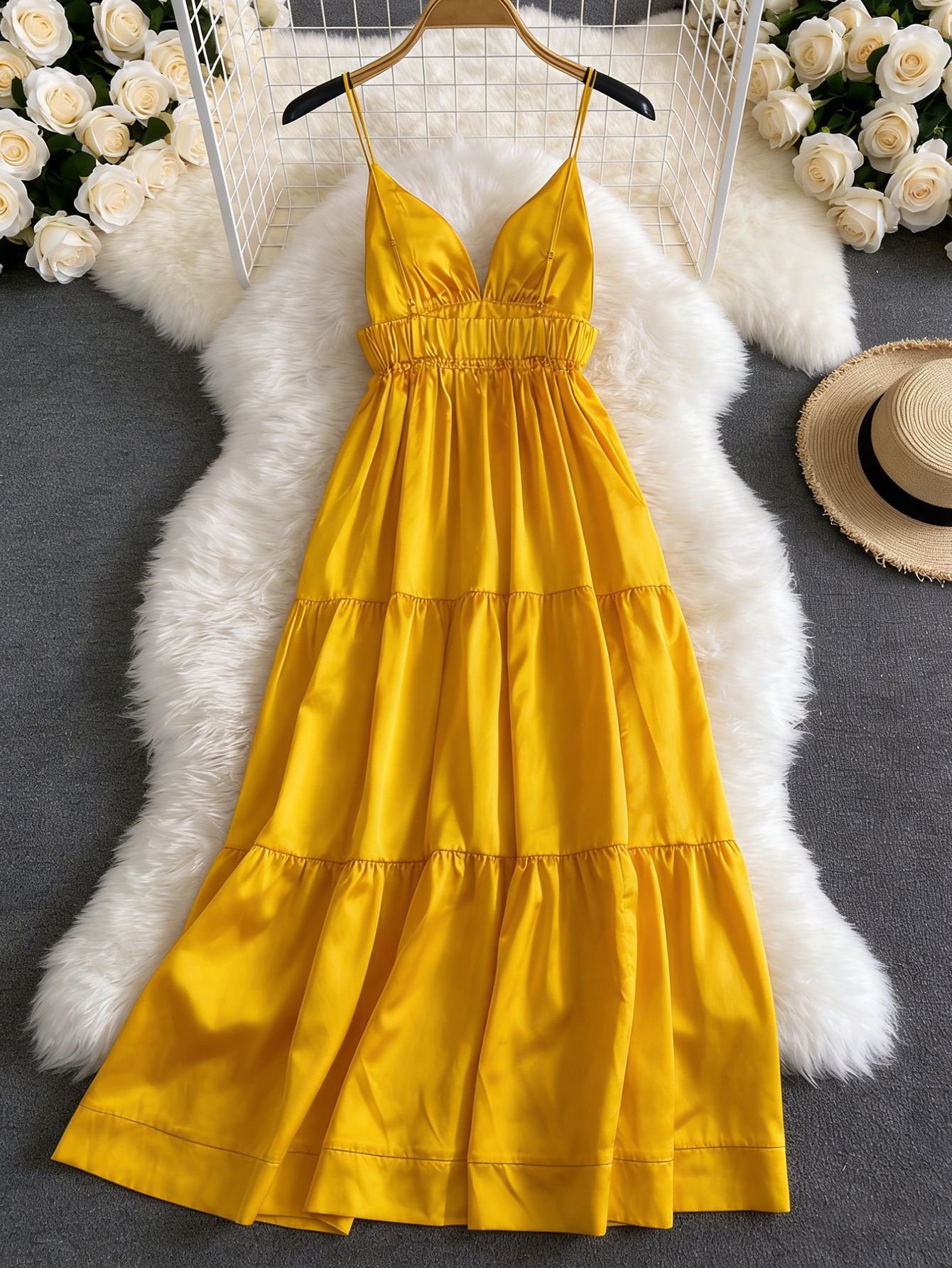 Women Spring Sexy Beach Camisole Maxi Dress