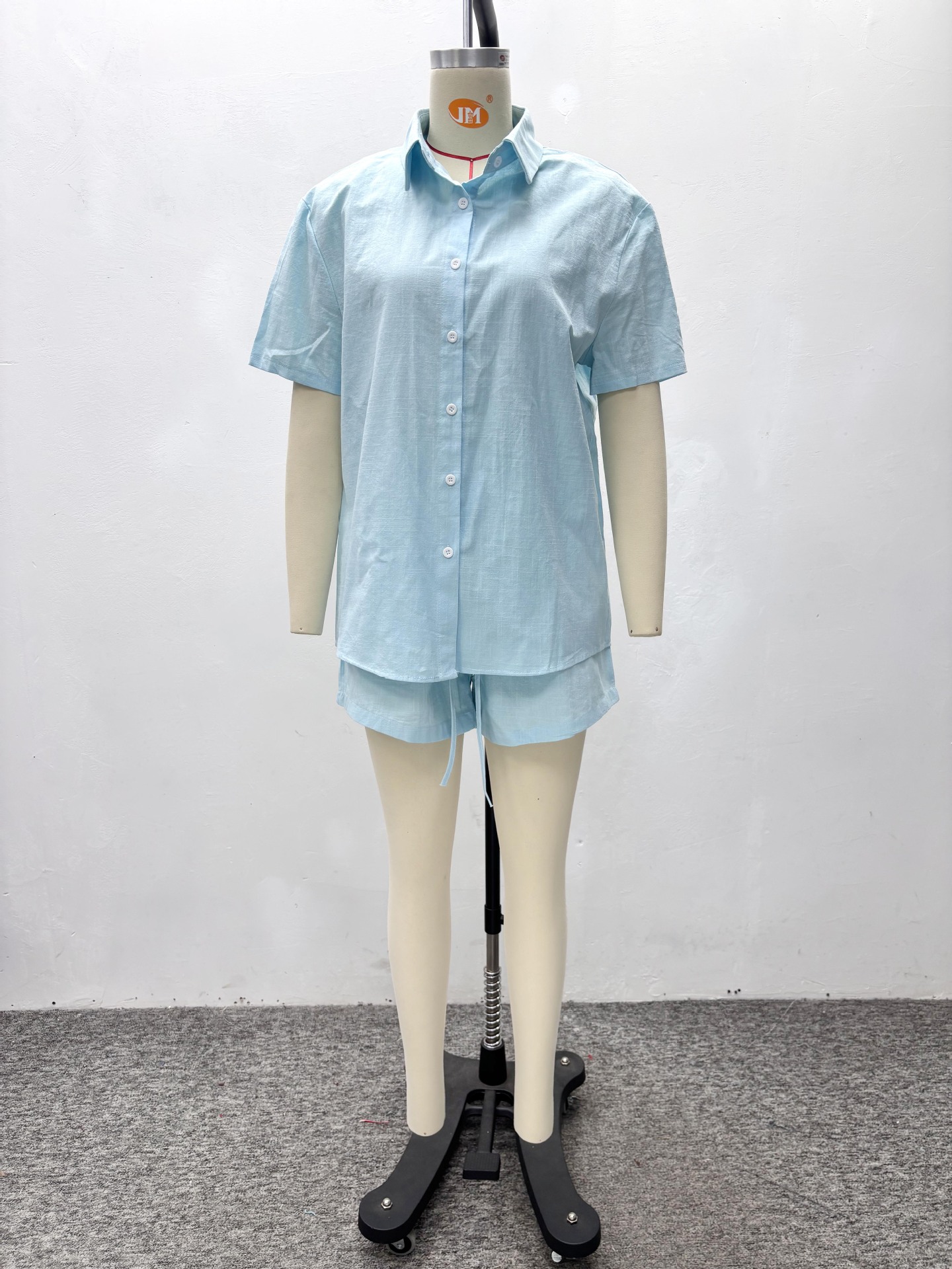 African Women Casual Turndown Collar Shirt and Shorts Two-Piece Set