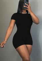 Women Spring Round Neck Short-Sleeve Jumpsuit Women Spring Round Neck Short-Sleeve Jumpsuit