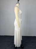 Women summer sexy Halter Neck sleeveless ruffled Maxi dress