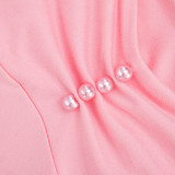 Women Spring & Summer U-neck ruffled beaded vest top