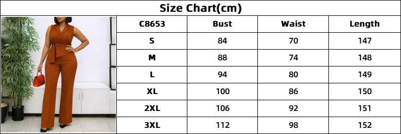African Women Summer Sleeveless Turndown Collar Lace-up Wide-Leg Jumpsuit
