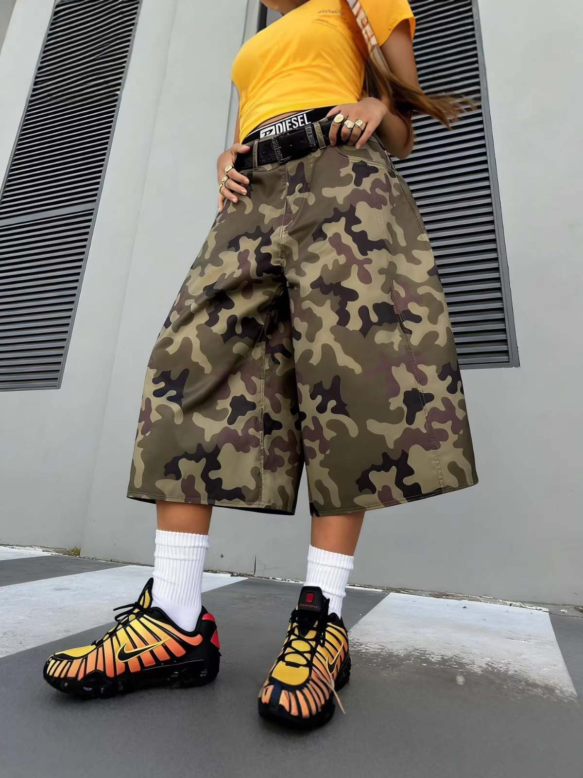 Camouflage Cargo Wide Leg Pants for Casual Streetwear