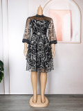 Plus Size African Women Cascading Ruffles Dress With Belt