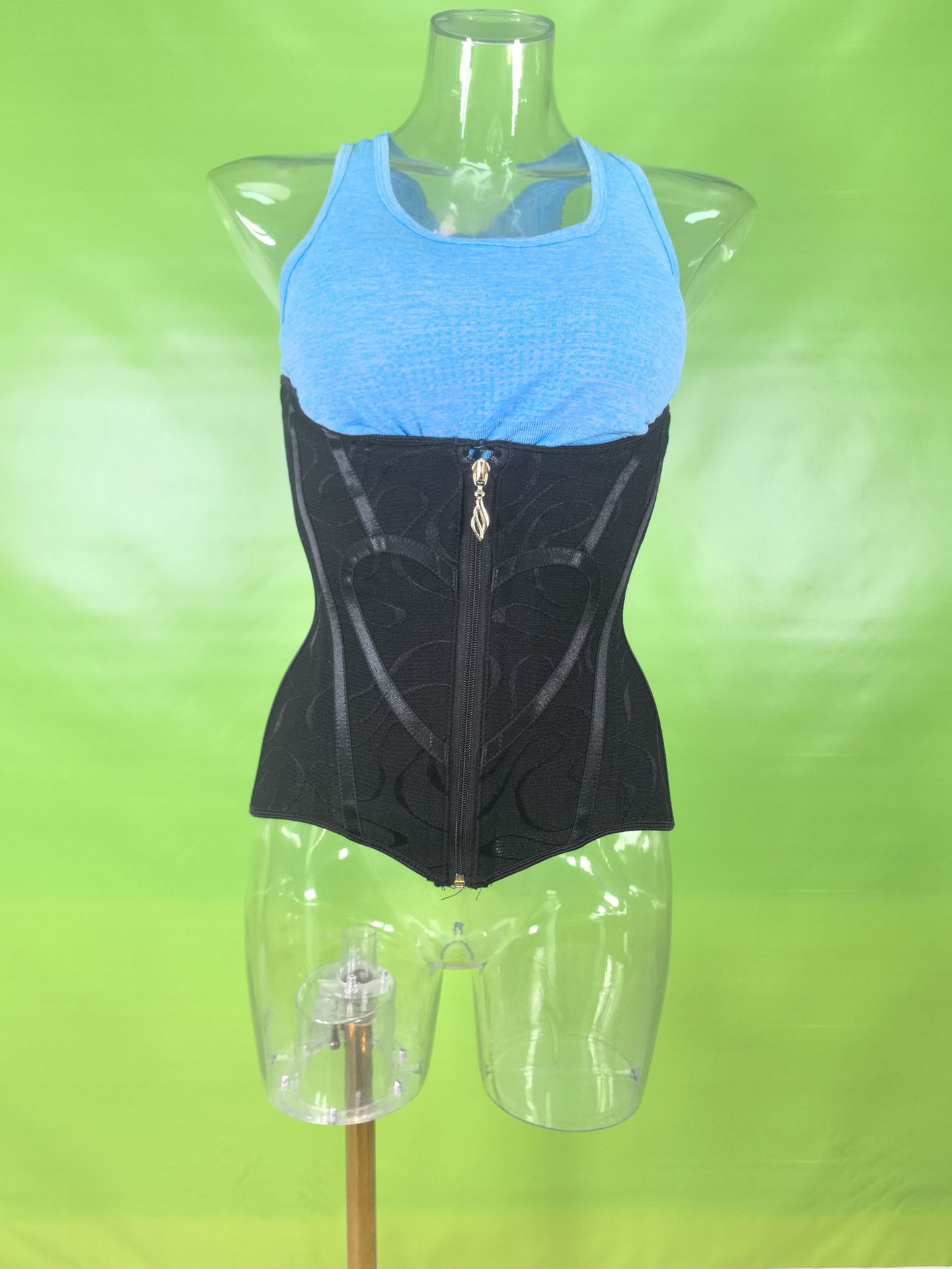 Women Heart Print Fitted Mesh Waist-Shaping Double-Layer Compression Waist-Supporting Belt Shaper