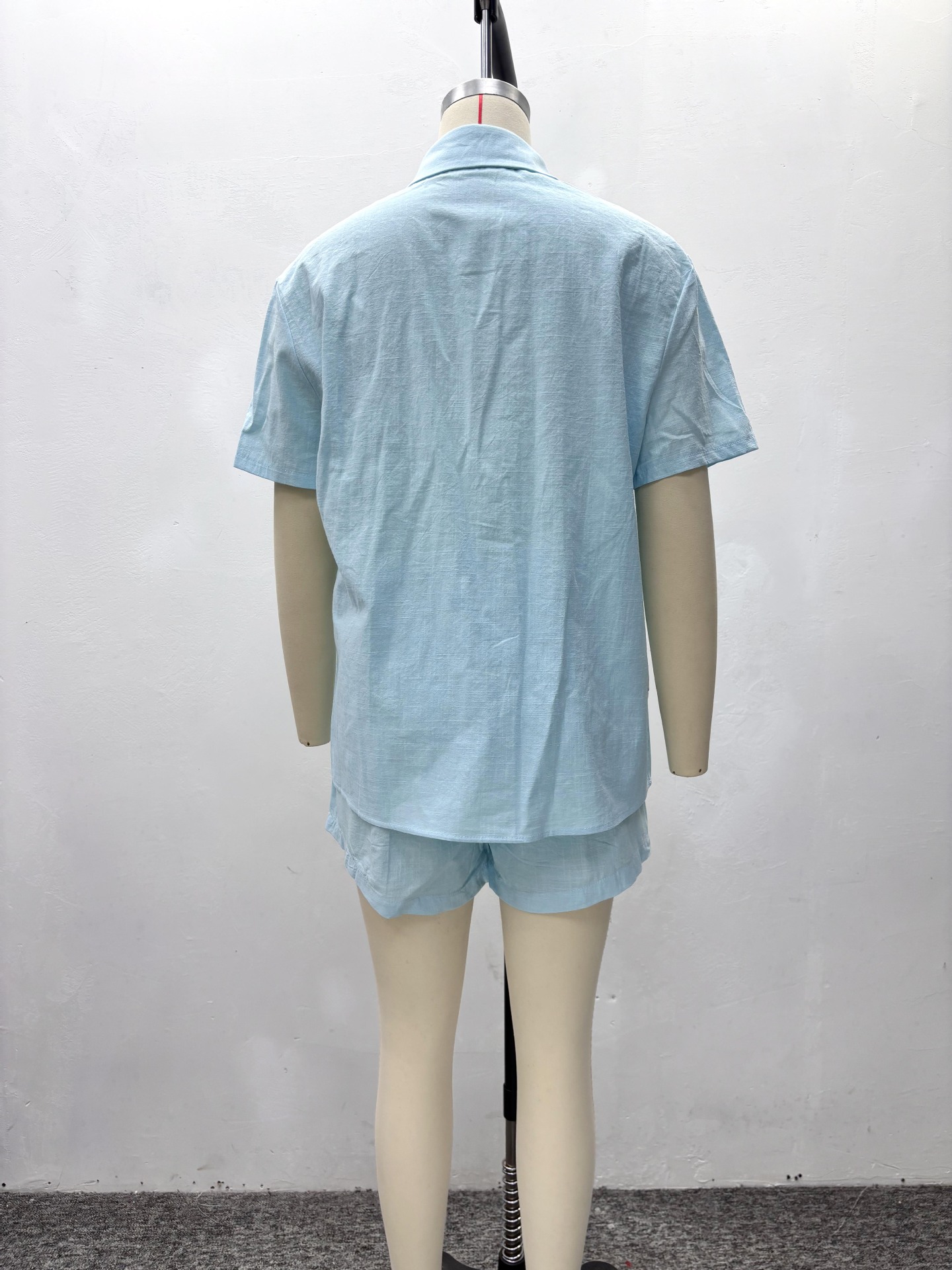 African Women Casual Turndown Collar Shirt and Shorts Two-Piece Set