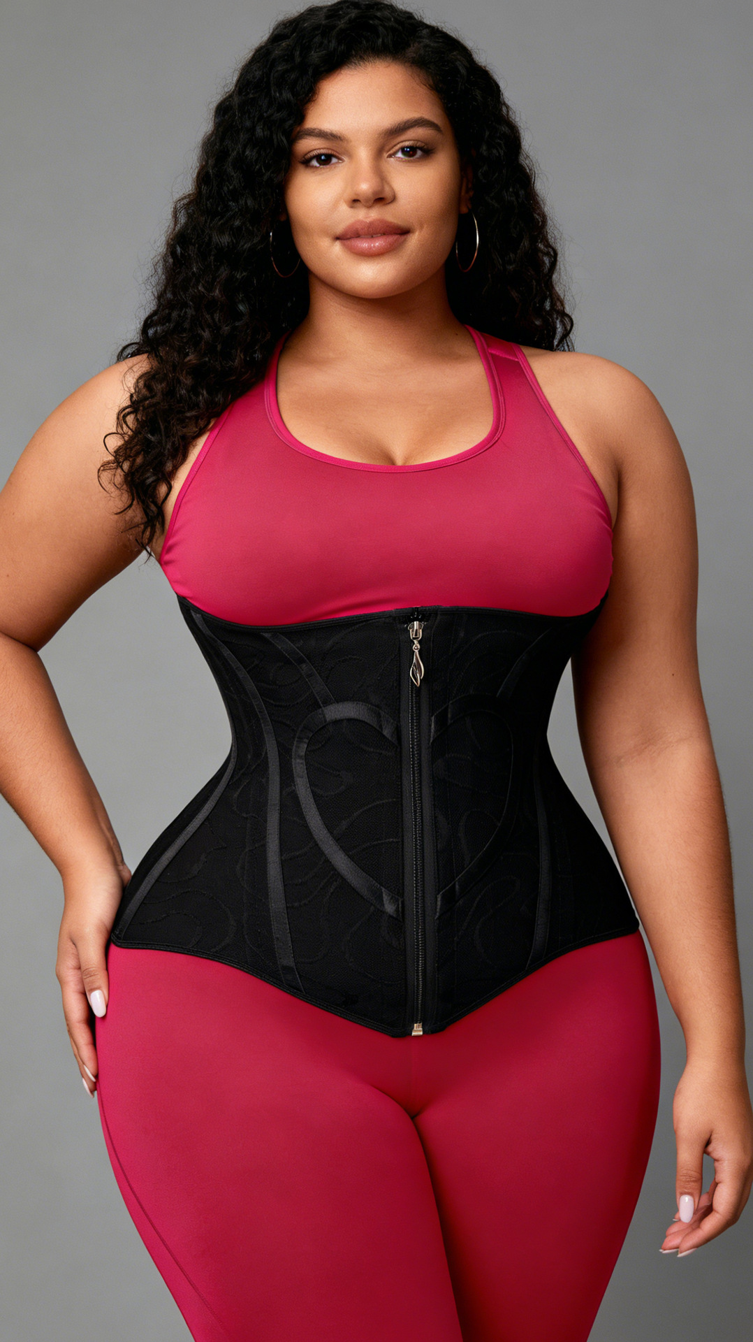 Women Heart Print Fitted Mesh Waist-Shaping Double-Layer Compression Waist-Supporting Belt Shaper