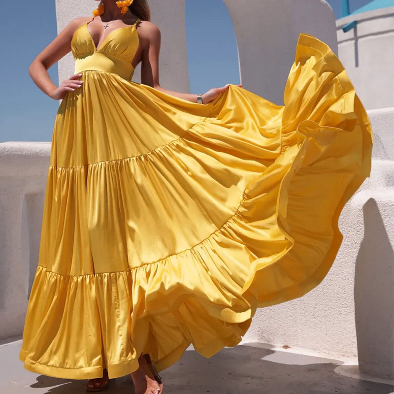 Women Spring Sexy Beach Camisole Maxi Dress