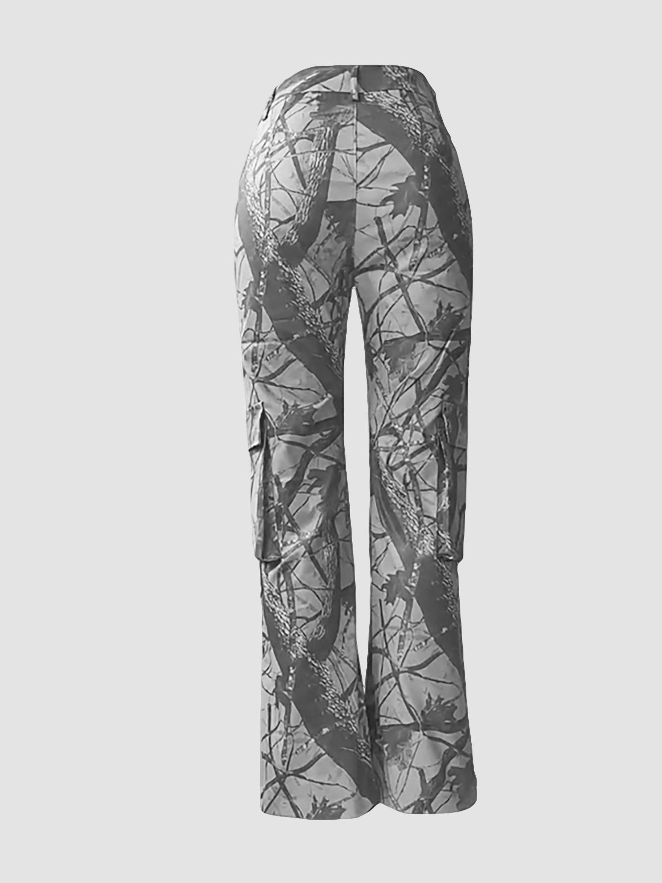 Women Camouflage Casual Zipper Pocket Pants