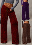 Women Casual Sequin Drawstring Waist Loose Pants Party Trousers