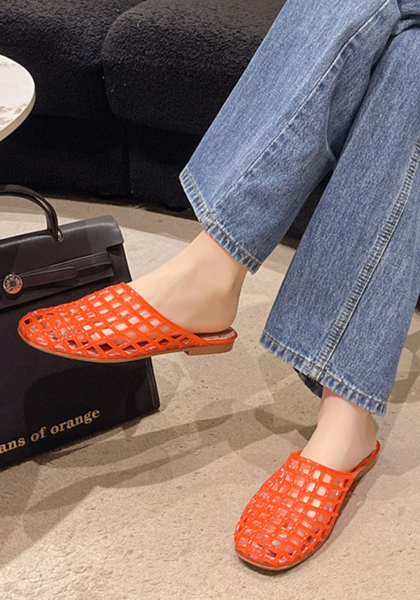 Women Spring & Autumn Closed-Toe Flat Hollow-Out Sandals