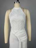 Women summer sexy Halter Neck sleeveless ruffled Maxi dress