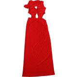 Women Summer Hollow-Out Irregular Slit Dress