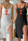 Women Crochet Patchwork Hollow Out Slit Beach Cover Up Dress Summer Wear