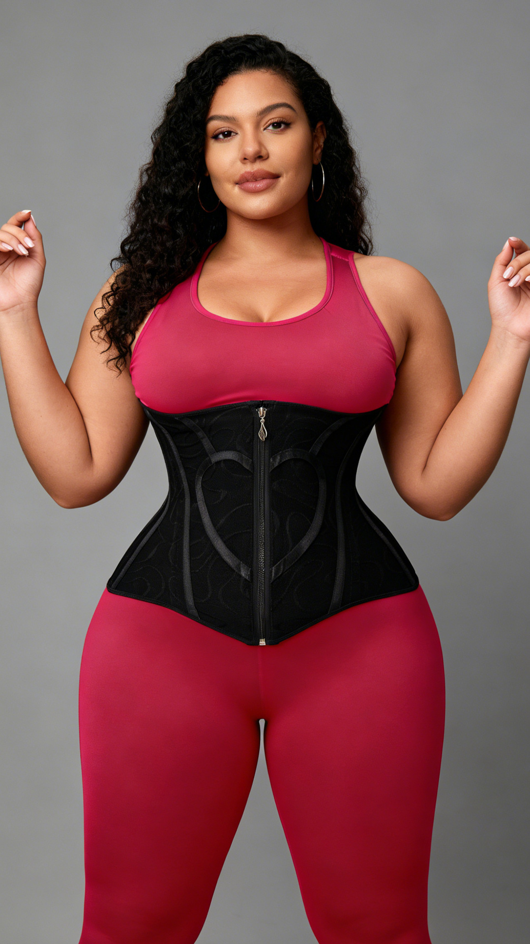 Women Heart Print Fitted Mesh Waist-Shaping Double-Layer Compression Waist-Supporting Belt Shaper
