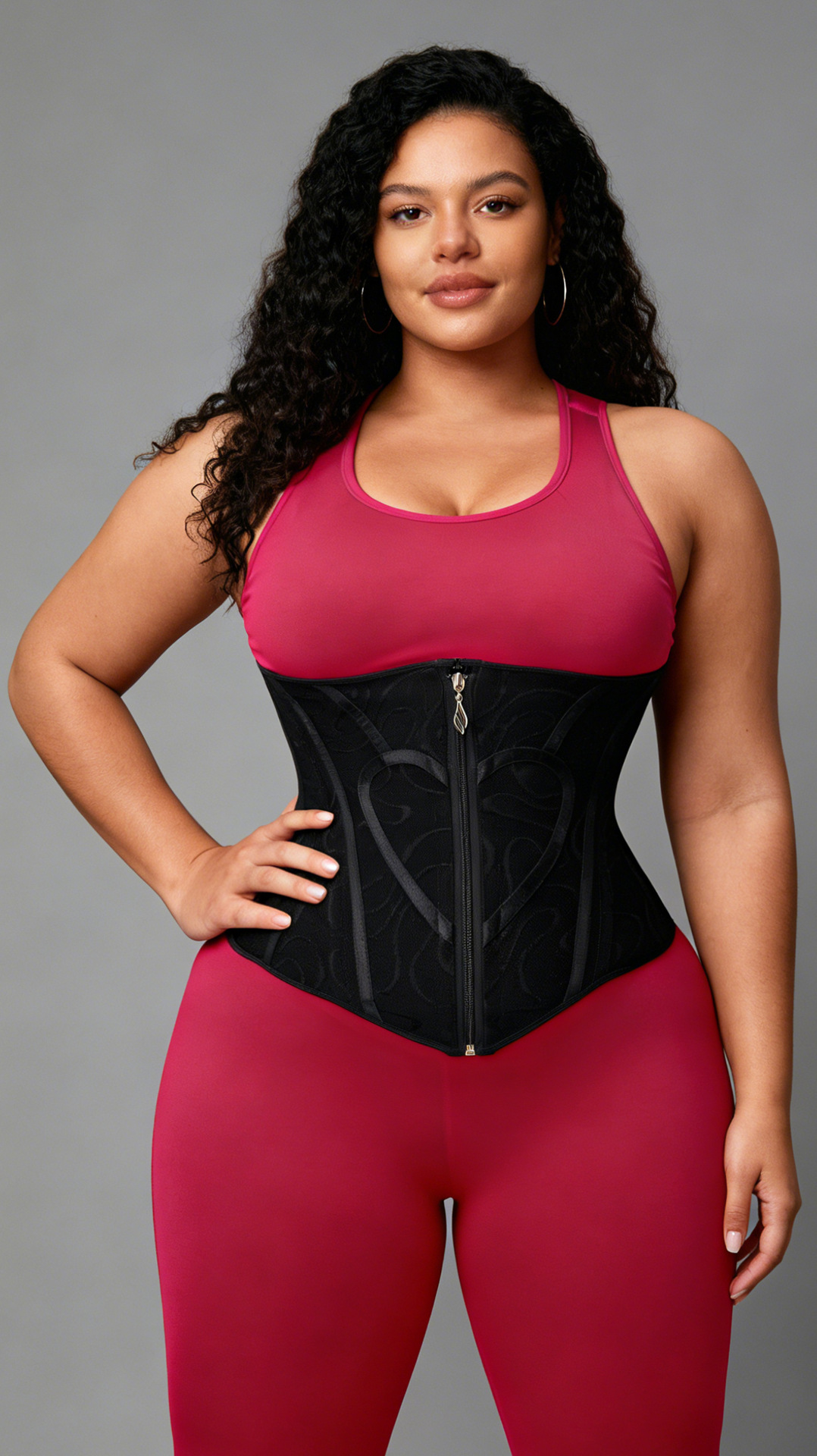 Women Heart Print Fitted Mesh Waist-Shaping Double-Layer Compression Waist-Supporting Belt Shaper