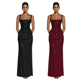 Women Sexy Strap Lace-Up Bodycon Dress Slim Fit Clubwear Outfit