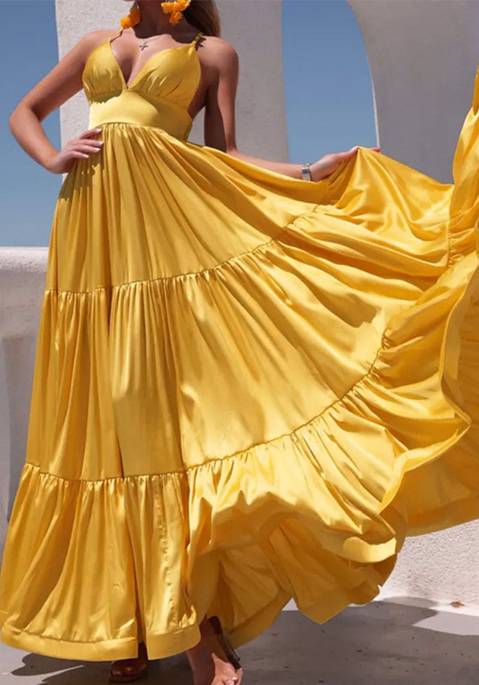 Women Spring Sexy Beach Camisole Maxi Dress