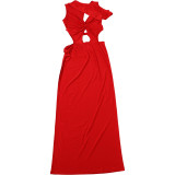Women Summer Hollow-Out Irregular Slit Dress