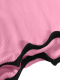 Women Colorblock Sleeveless Square Neck Slim Waist A-Line Mini Dress Trendy Outfit