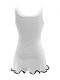 Women Colorblock Sleeveless Square Neck Slim Waist A-Line Mini Dress Trendy Outfit