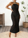 Women Sexy Backless Hollow-Out Metallic Starfish Suspender Dress Bikini Cover-up Dress