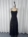 Women Sexy Strap Lace Patchwork See Through Dress Party Clubwear