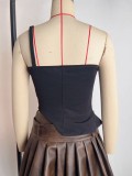 Women Casual Crop Sleeveless Low Back Strapless Tank Top Summer Basic