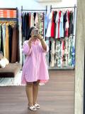 Spring Women Striped Button Down Long Sleeve Casual Loose Shirt Dress