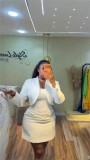 Spring Women Elegant Blazer & Slim Fit Mini Dress Two Piece Set Office Lady Outfit