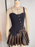 Women Casual Crop Sleeveless Low Back Strapless Tank Top Summer Basic