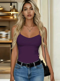 Spring Women Casual Solid Color Camisole Top Basic Slim Tank
