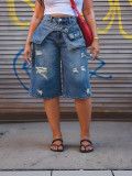 Women Ripped Denim Shorts