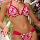 Women Printed Lace-Up Sexy Bikini Two Pieces Swimwear