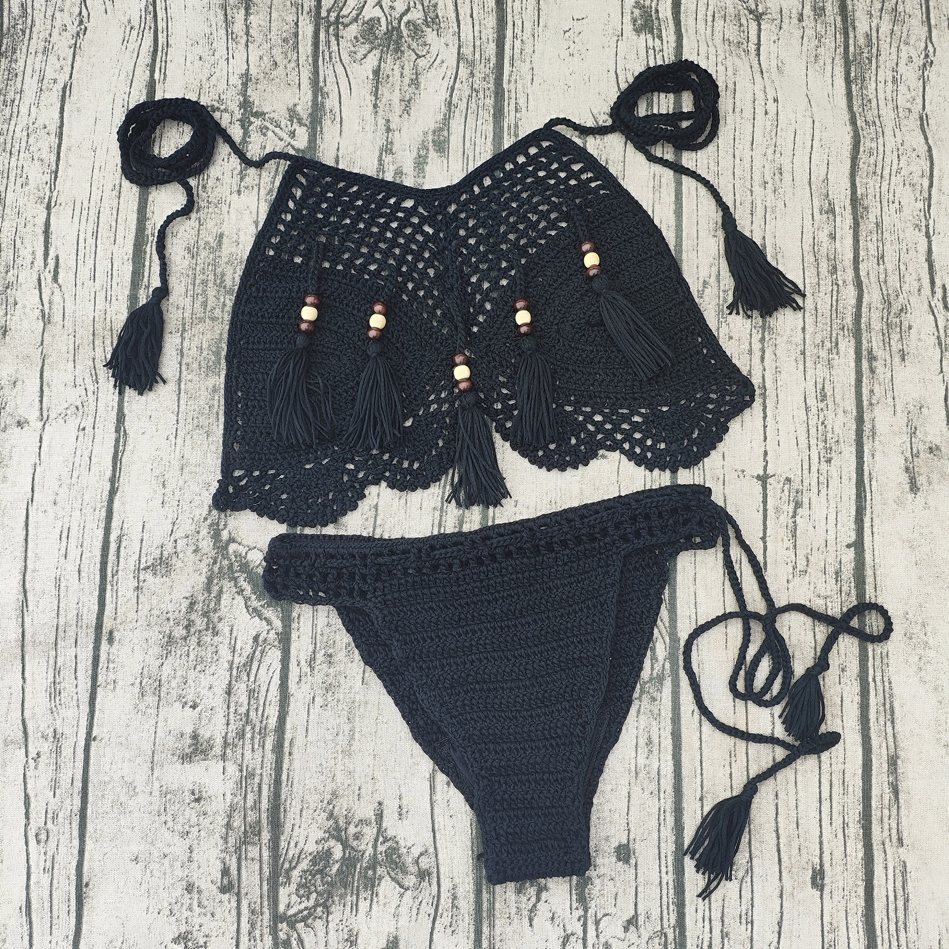 Crochet Two-Piece Bikini Swimsuit Set for Beachwear