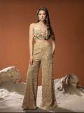 Women Elastic Waist Sequin Wide Leg Pants Sparkly Party Outfit