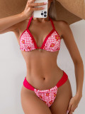 Women Printed Lace-Up Sexy Bikini Two Pieces Swimwear