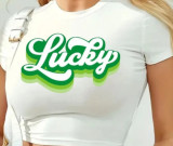 Women Letter Print T-Shirt Cropped Top