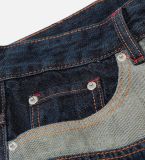 Women Color Block Patchwork Denim Pant