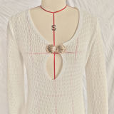 Women Sexy V-Neck Cover-Up Hollow-Out Knitting Beach Dress