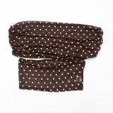 Women Sexy Off-Shoulder Polka Dot Top and Capri Pants Two-Piece Set