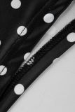 Women Lace Patchwork Polka Dot Camisole & Shorts Set