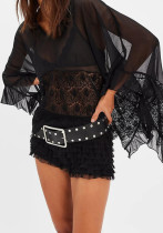 Women Spring Summer Mesh Bat Sleeve Beach Cover-Up Women Spring Summer Mesh Bat Sleeve Beach Cover-Up
