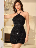 Women Sexy Low Back Sequin Mini Dress