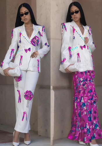 Women Autumn Side Lace Patchwork Long-Sleeve Blazer Jacket