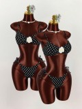 Women Lace-Up Floral Polka Dot Bikini Set
