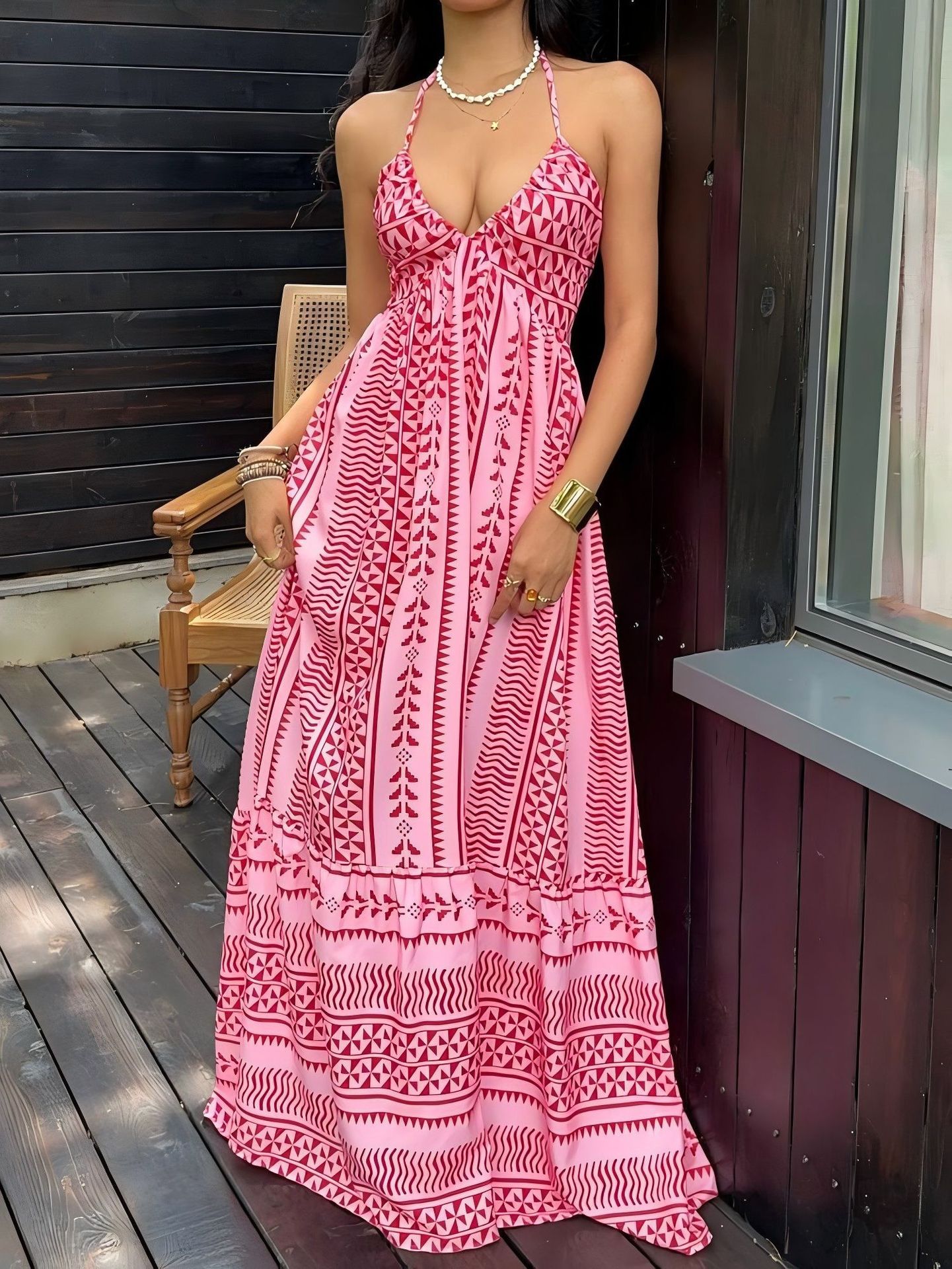 Bohemian Strap Slip Dress for Summer Beach Vacations