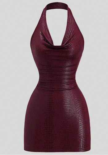 Women Chic Halter Neck Low Back Bodycon Dress
