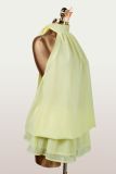 Women Holiday Slim Waist Halter Neck Low Back Dress