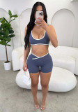 Women Solid Color Yoga Tank Top & Shorts Set